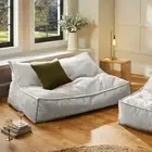 Cadence & Co. Wilde Ribbed Luxe Fleece Double Sofa Bean Bag Lounge Cover Silver