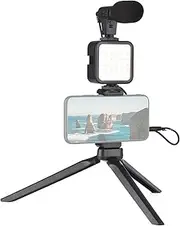 Vlog ing Kit Video Light + Super Cardioid Condenser Microphone + Ex ble Phone Clip + Tripod with 3 Levels of Adjustable for Phone Live Stream Vlog Video ing Video Conference Selfie Black One Size