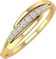 [FINEROCK] 1/11 Carat Round Diamond Anniversary Wedding Band Ring in 10K Gold (I1-I2 Clarity)