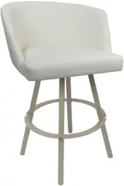 Counter Bar Stool Swivel Metal 26" Seat - Joey - White Vinyl - Beige