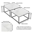 2PCS Square Marble Nesting Coffee Table, Living Room Furniture Display, End Side