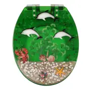Dolphin Green Underwater Fish Soft Close Toilet Seat