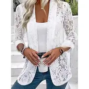 Women's Casual Jacket Breathable Comfortable Patchwork Elegant Casual Plain Vacation Street Casual Daily Wear Open Front Regular Notch Lapel Regular Fit Long S