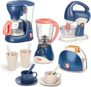 Pretend Play Kitchen Appliances Toy Set with Coffee Maker Machine,Blender