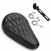 Black Diamond Leather SOLO Saddle Seat Spring Chopper Bobber Old School Vintage