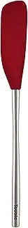 Tovolo Flex-Core Long-Handled Silicone Jar Scraper Spatula, Stainless Steel Handle, Heat-Resistant Silicone Head with Curved Front for Scooping & Scraping, Dishwasher-Safe & BPA-Free, Cayenne