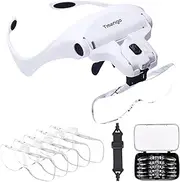 Magnifying Glasses with Light for Close Work, Hands Free Headband Magnifier, Magnifying Headset with Light for Jewelry, Eyelash, Watch Repair or Cross Stitch