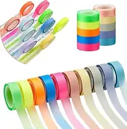 10 Rolls Transparent Marking Sticker - Removable Fluorescent Colored Tags, 10 Bright Colors Page Markers Sticky Tabs for Books Notes, 8mm Wide 5m Length Each Roll