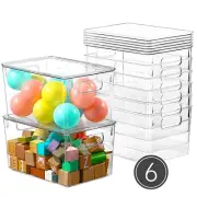 6 Pack Clear Storage Bins with Lids, 7 Quart Stackable Storage Boxes for Stor...