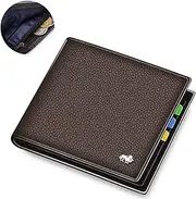 [STBTOO] Exquisite Premium Wallets Cow Leather Small Men Portable Bifold Credit Card Holder Billfold Fashion Large Capacity Blocking Purse Wallets, Brown, 9.7x10.3cm