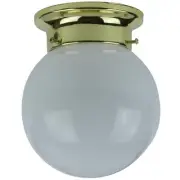 Sunlite 6" Globe Style Ceiling Fixture Polished Brass Finish White Glass