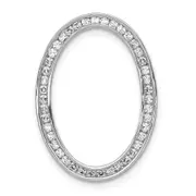 Solid 14k White Gold 1/2ct. Simulated CZ Channel Set Oval Chain Slide