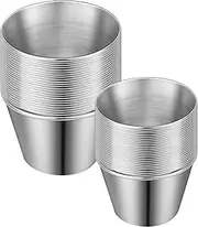 50Pcs Dipping Sauce Cups,Condiment Cups 2.4 ＆ 6.1 Oz Stainless Steel Dipping Sauce Cups Small Reusable Salad Dressing Container for Kitchen Restaurant Catering