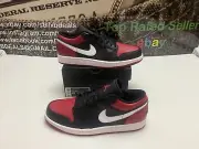 NEW Nike Air Jordan 1 Low Shoes "Bred Toe" Black White 553558-066 Men's Size 10