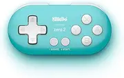 8Bitdo Zero 2 Bluetooth Gamepad Keychain Sized Mini Controller for Switch, Windows, Android, macOS & Raspberry Pi(Turquoise Edition)