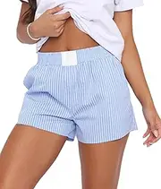 [Yiulangde] Women Pajama Shorts Buffalo Plaid Lounge Pajamas Y2k Pj Boxer Shorts Mini Gingham Print Short Pants Sleepwear