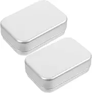 2pcs Box Drain Soap Dish Bar Soap Holder Travel Soap Bar Case Soap Tin Boxes Soap Holder Travel Soap Container Travel Soap Dish Travel Match Container Tin Cans Aluminum Silver