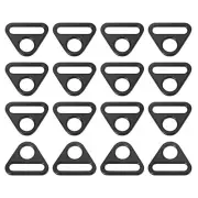 0.98" Adjuster Triangle with Bar Swivel Clip D Dee Ring Buckle, 16Pcs Black