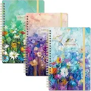 Spiral Journal/Notebook - 3 Pack A5 Ruled Journal Notebook, 8.3'' × 6'', 3 × 160 Pages, Journal for Women, College Ruled Notebook, Spiral Notebook with Back Pocket, Great Notebooks for School, Home & Office