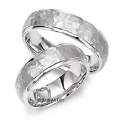 PLATINUM HIS & HERS WEDDING BANDS, MATCHING WEDDING RINGS SET HAMMERED FINISH