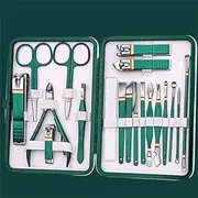 Nail Cutter Set Stainless Steel Manicure Set With Folding Bag Manicure Kits Scissors Makeup Beauty Tool,Army Green