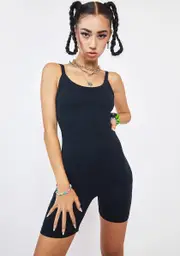 [Dolls Kill] Black Dalmi Unitard