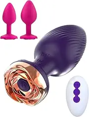 Anal Plug Vibrator with 3Pcs Butt Plug,Wireless Remote Control 10 Frequency Vibration Mode,Prostate Massager Anal Plug Vibrator,Adult Sex Toys & Games (Rose Purple)