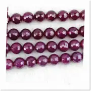 14mm Stunning Purplish Red Carnelian Faceted Semi Precious Gemstone Round Beads
