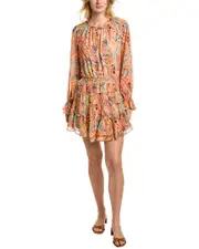 FATE Denim Chiffon Mini Dress