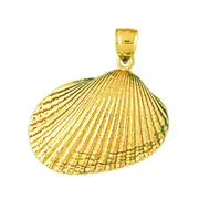 14K Gold Marine Mollusc Clam Shell Pendant