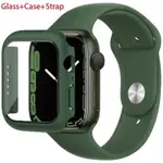 GLASS+CASE+STRAP FOR APPLE WATCH 3 4 5 6 SE 7 SILICONE BAND