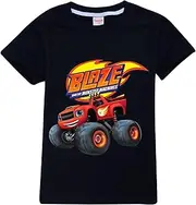 [HERSE] Blaze and The Monster Machines Kids Unisex T-Shirt (4, Black)