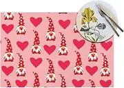 Valentines Day Placemats Set of 6 Wipeable, PVC Place Mats for Kitchen Heat Resistant Table Mats Non Slip 12x18 Inch Washable Reusable Dining Table Mats for Home, Holiday, Party