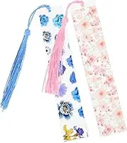 VILLFUL 2Pcs Floral Resin Bookmarks Dried Flower Page Markers Craftsmanship Lightweight Decorative Bookmarks for Reading Book Lovers