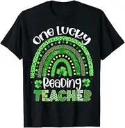 [X.Style] One Lucky Reading Teacher Rainbow Shamrock St Patricks Day ds564 T-Shirt