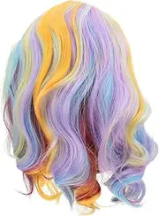 NOLITOY High Temperature Wire Materials Wig Women's Colorful Hair Wig for Daily Party Celebration Wavy Hair Wig