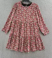 Sanctuary Spring Forward Mini Shift Dress Women's M Flower Bat Keyhole Back L/S+
