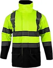 [Sicalobo] Men's High Visibility Safety Parka,ANSI Class 3 Reflective Winter Thermal Work Jacket,High Vis Construction Workwear