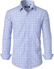 [J.VER] Men's Button Down Shirts Wrinkle Free Dress Shirt Business Casual Long Sleeve Cotton Plaid Tops with Pocket