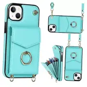 for Case 6.1 inch, Minimalist Wallet Case with Ring Kickstand iPhone 15 Blue