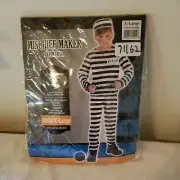Mischief Maker Prisoner Costume for Boys, With Shirt, Pants & Hat Size XL 14-16