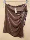 Josie Natori Women’s Size 10 Shiny Mocha Brown Velvet Diwata Draped Ruched Skirt