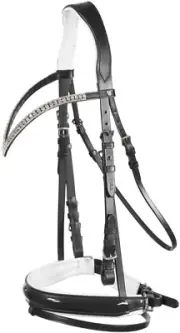 HORZE Grayson Classic Leather Ergonomic Snaffle Dressage Bridle with Detachab...