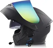 Bluetooth Motorcycle Helmet, Modular Motorbike Helmet with Anti-Fog Double Sun Visor Speaker Headset Microphone DOT/ECE Approved Flip-Up Helmet A,M=57-58CM