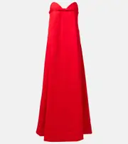 [Adriana Degreas] Adriana Degreas Bow-detail cotton-blend maxi dress AU 14 red