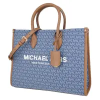 在飛比找momo購物網優惠-【Michael Kors】MIRELLA系列 牛仔帆布皮革