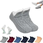 [MGSTN] Admissioni Indoor Non-Slip Thermal Socks,Admissioni Thermal Socks,V-Mouth Fleece-Lined Non-Slip Thermal Slippers Socks