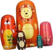 ERINGOGO Russian Nesting Dolls Safe Wooden Toys for Toddlers Handmade Doll Set Bright Animal Decorations