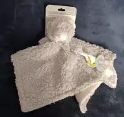BLANKETS & BEYOND GRAY WHITE BEAR CUB BABY SECURITY LOVIE LOVEY NUNU~NWT