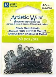 Artistic Wire Chain Maille Rings 18 Gauge Black Copper Core 9/64" 3.57mm 160pcs